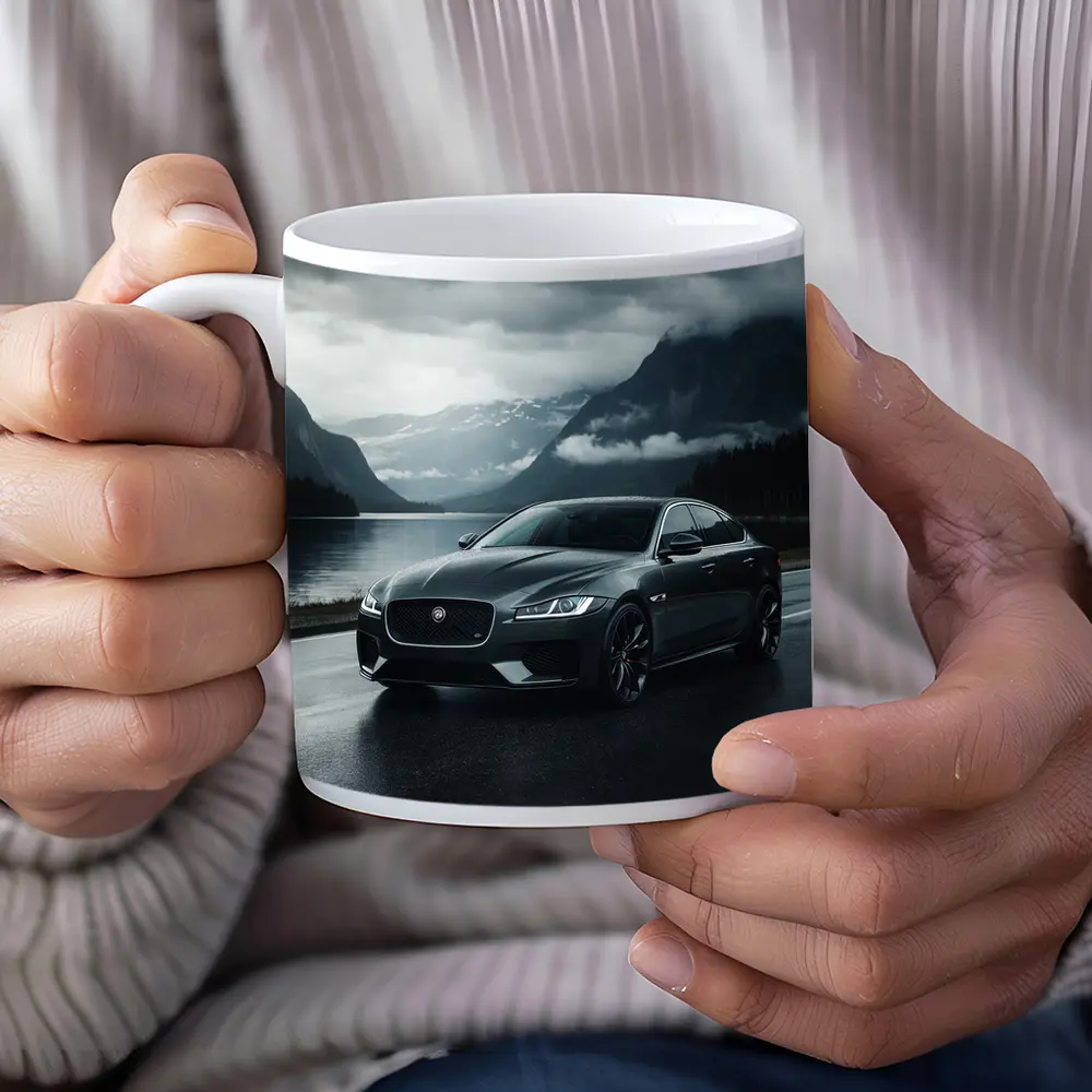 Jaguar XF Dark Road Moody Mountain Scene – Mugs