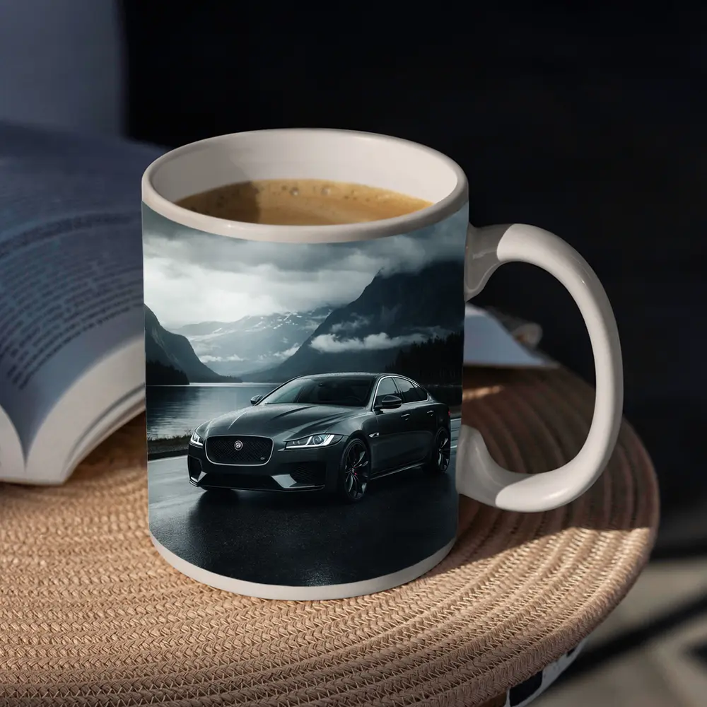 Jaguar XF Dark Road Moody Mountain Scene – Mugs