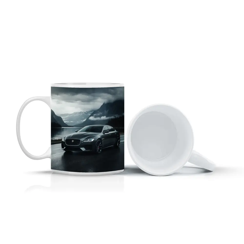 Jaguar XF Dark Road Moody Mountain Scene – Mugs