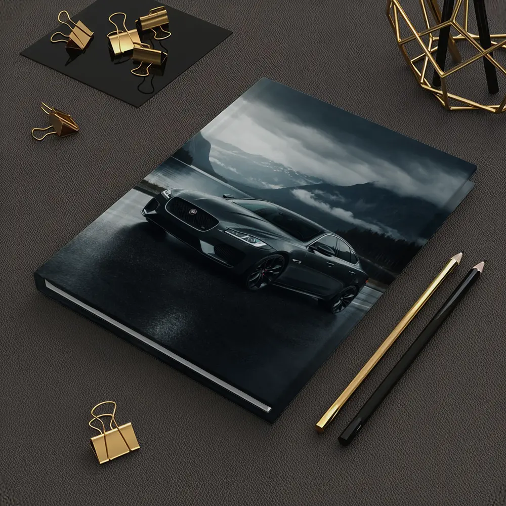 Jaguar XF Dark Road Moody Mountain Scene – Notebooks