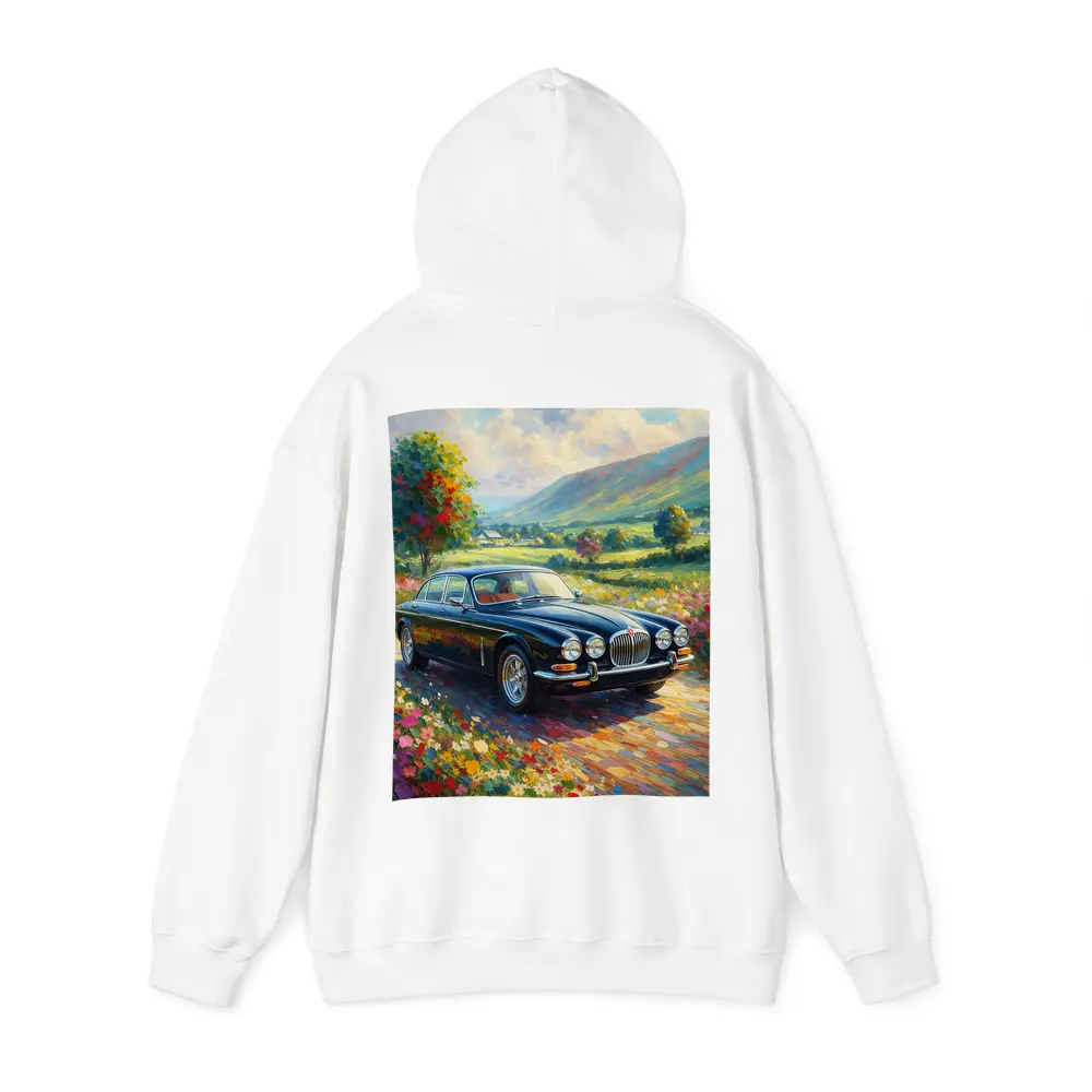 Jaguar XJ Classic Car Impressionist Countryside Painting – Hoodies