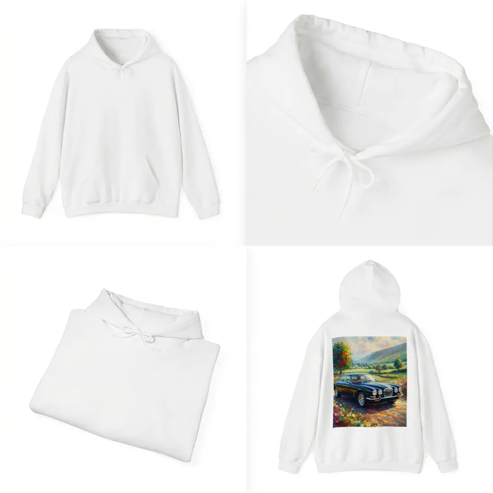 Jaguar XJ Classic Car Impressionist Countryside Painting – Hoodies