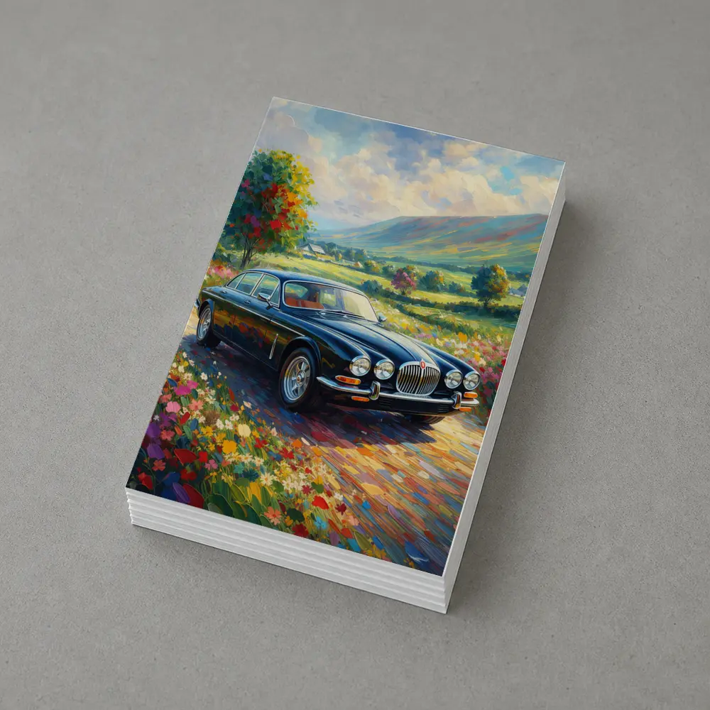 Jaguar XJ Classic Car Impressionist Countryside Painting – Postcards