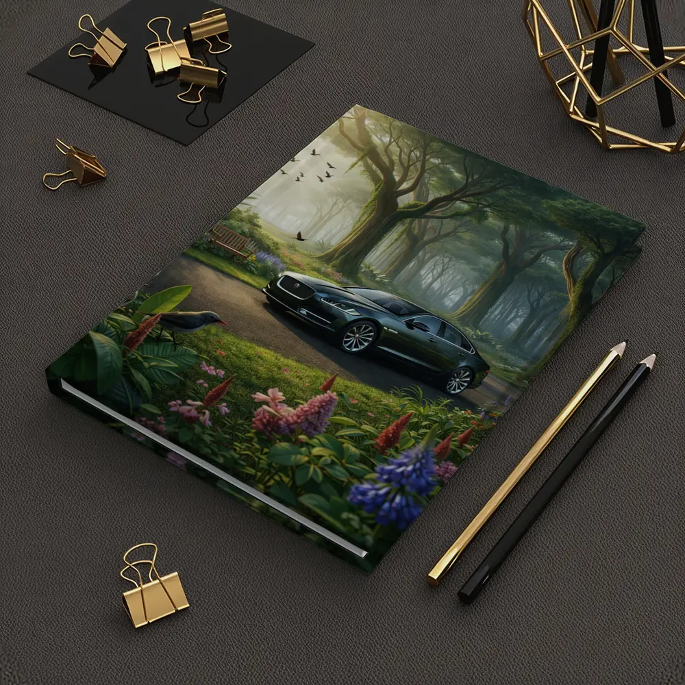 Jaguar XJ Sedan in Lush Forest Garden – Notebooks