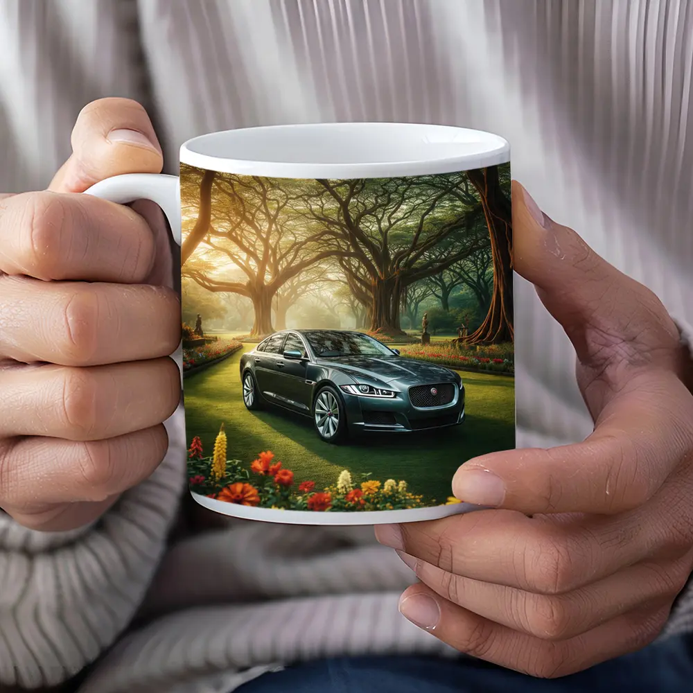 Jaguar XF Sedan Parked In Garden – Mugs