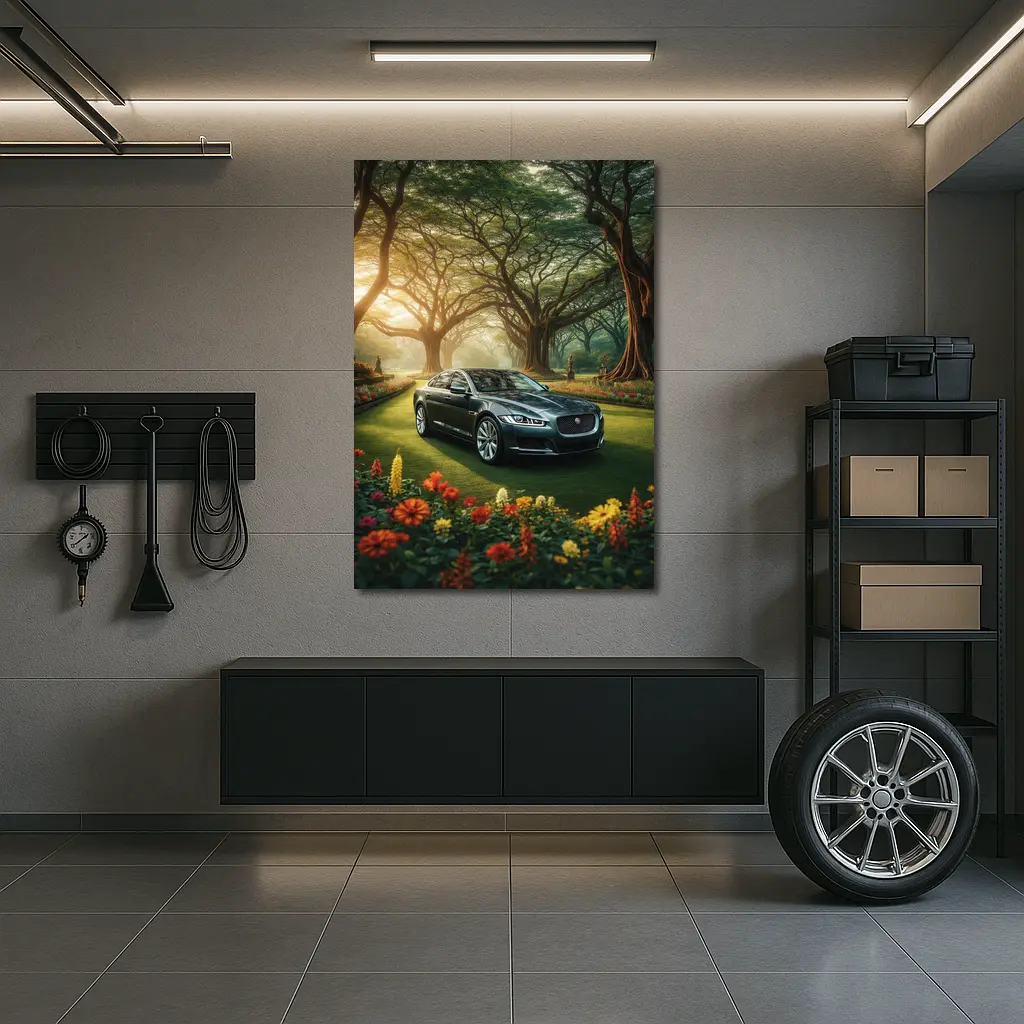Jaguar XF Sedan Parked In Garden – Wall Art