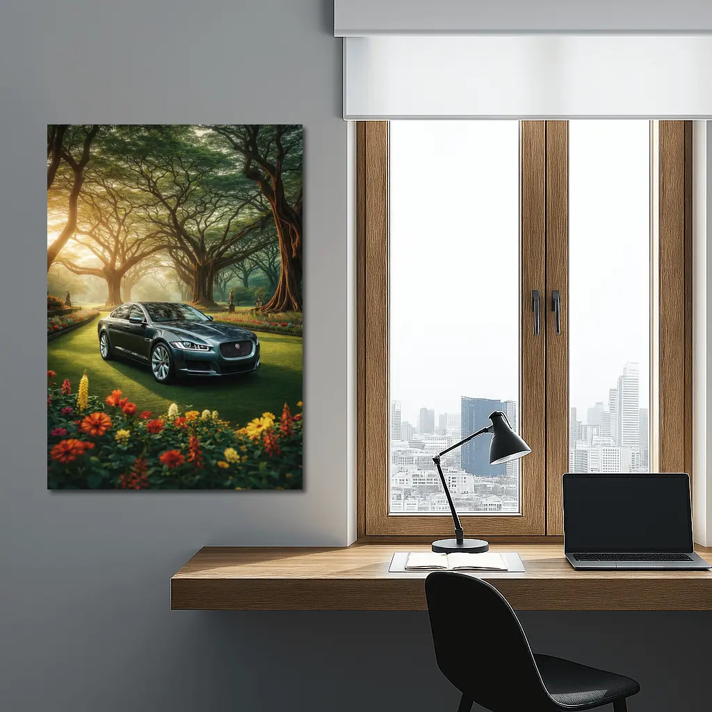 Jaguar XF Sedan Parked In Garden – Wall Art