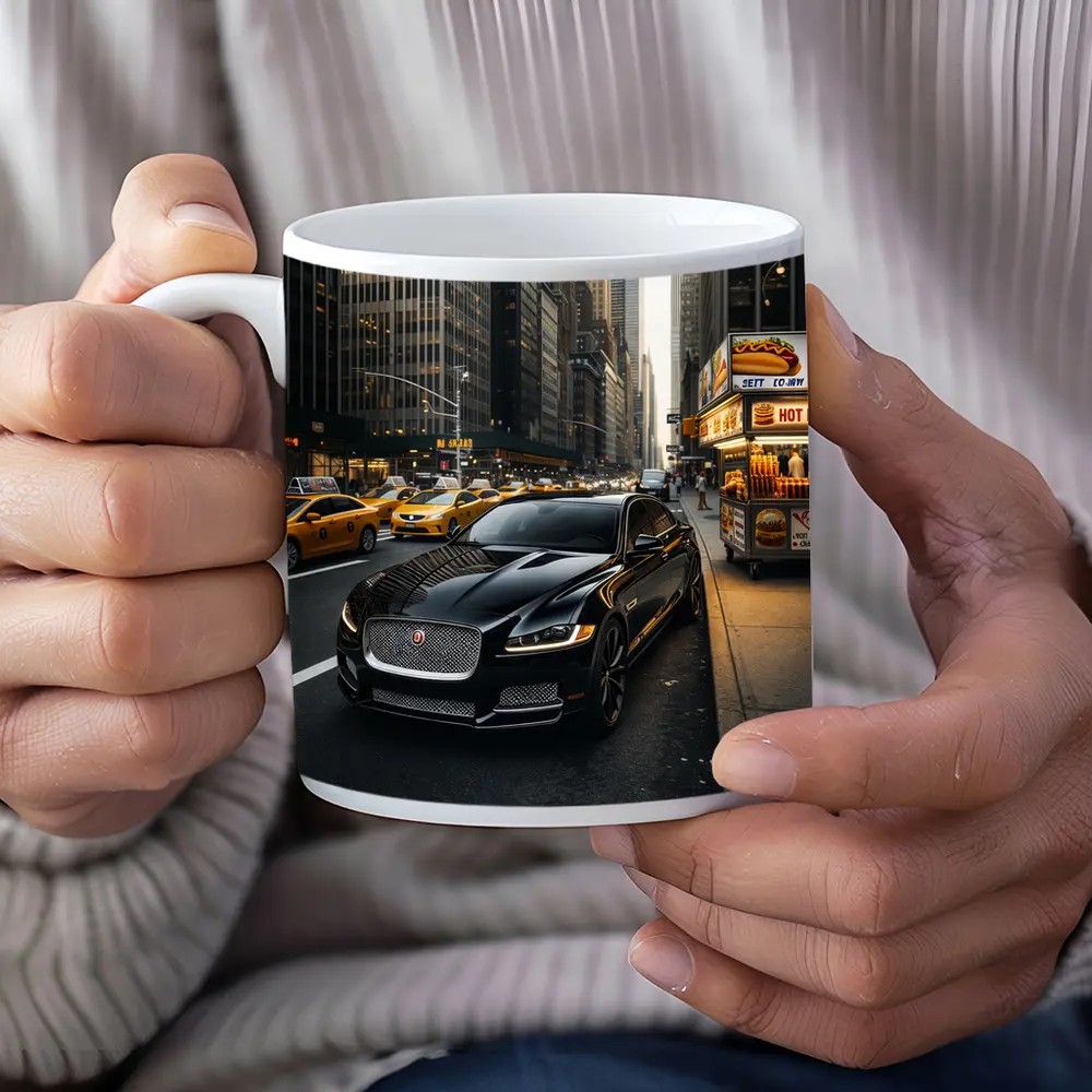 Jaguar XJ Black Sedan New York Street – Mugs