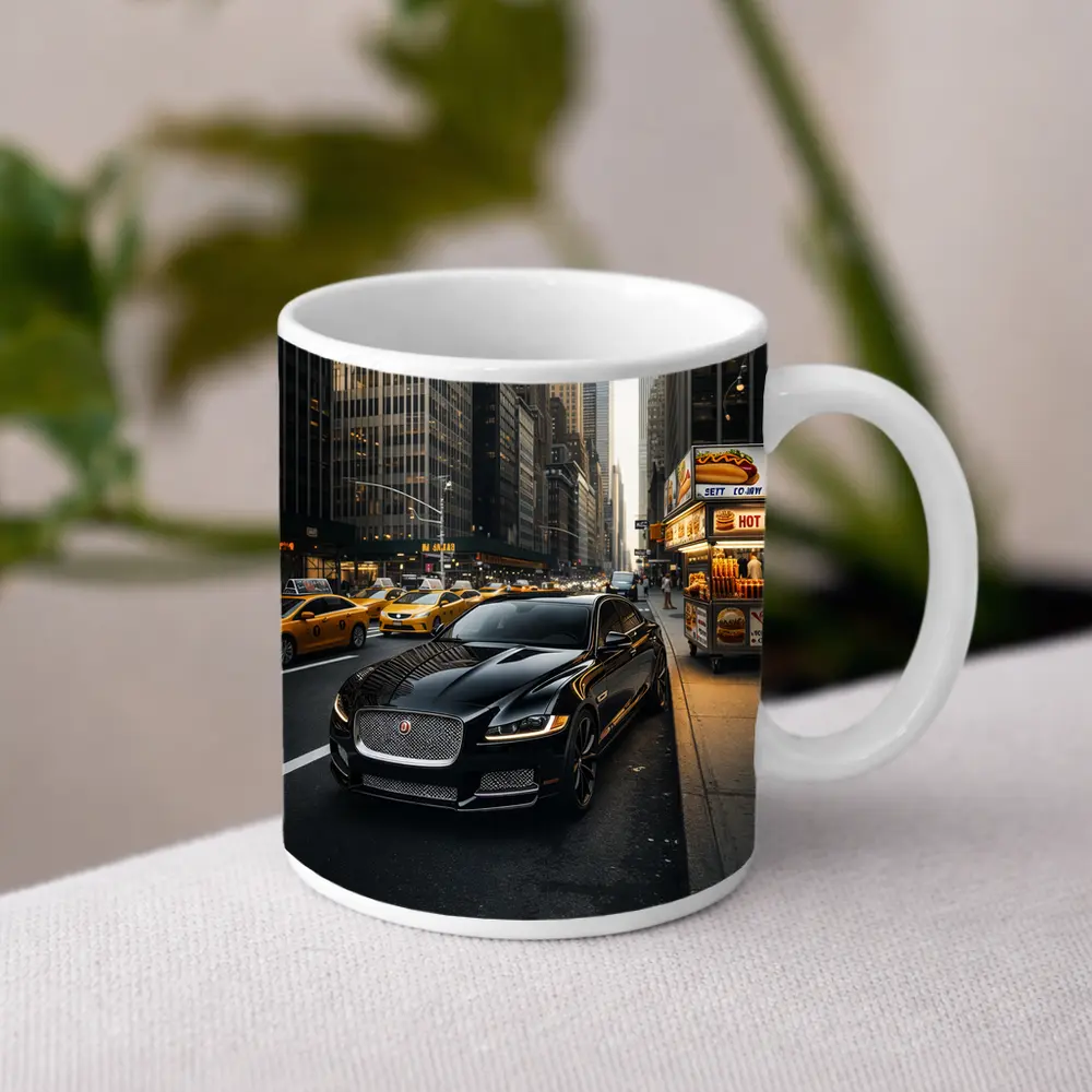 Jaguar XJ Black Sedan New York Street – Mugs