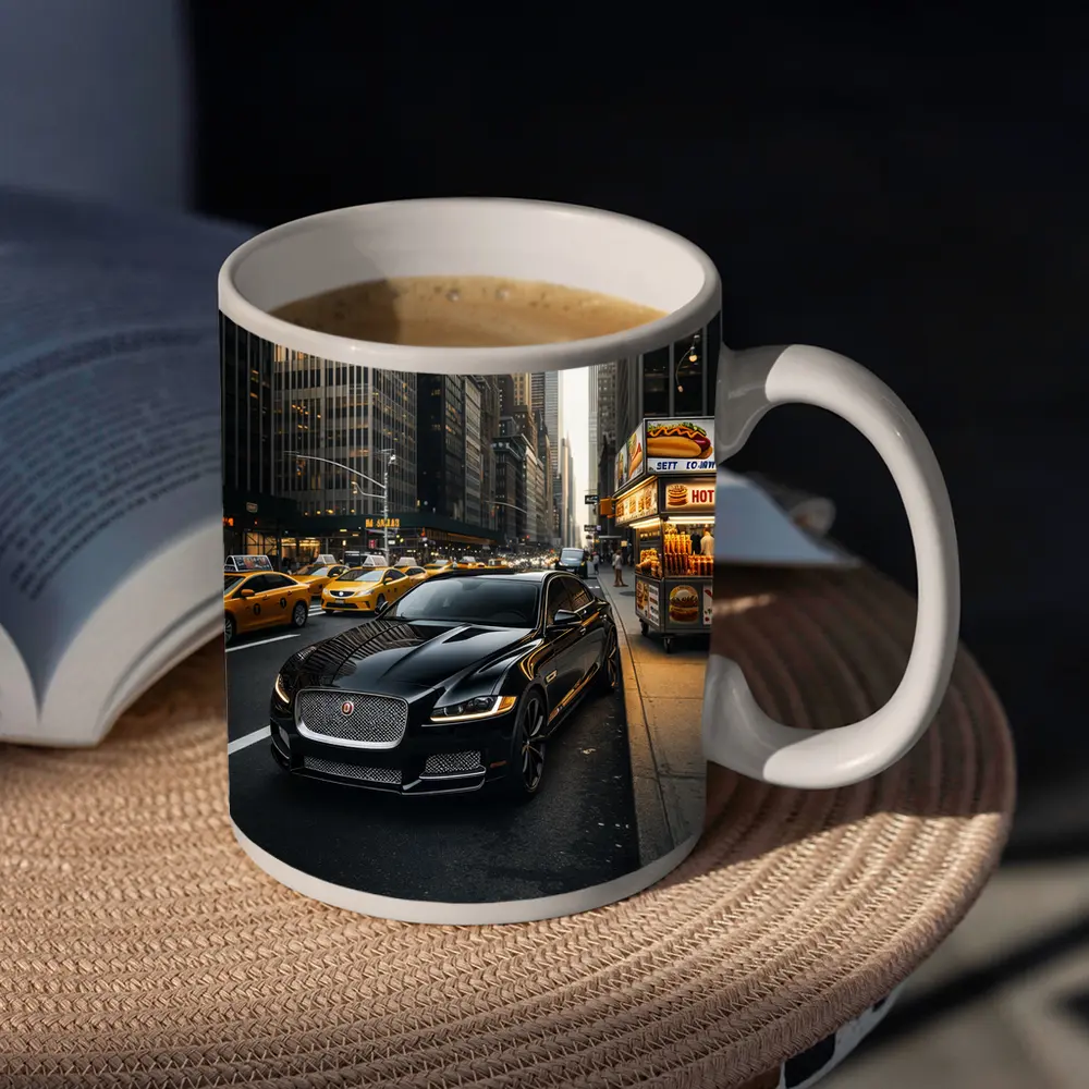 Jaguar XJ Black Sedan New York Street – Mugs
