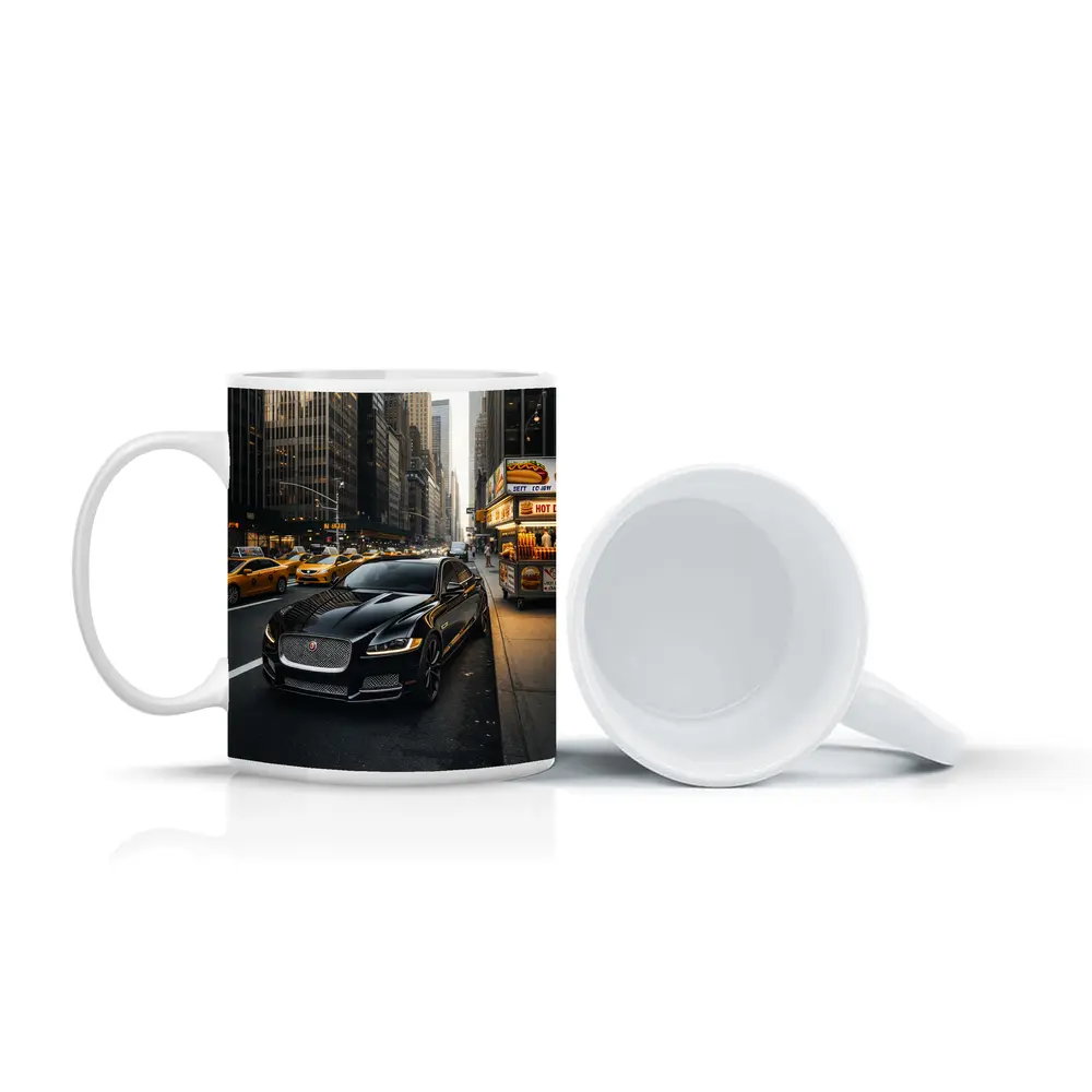 Jaguar XJ Black Sedan New York Street – Mugs