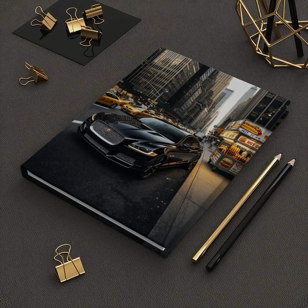 Jaguar XJ Black Sedan New York Street – Notebooks