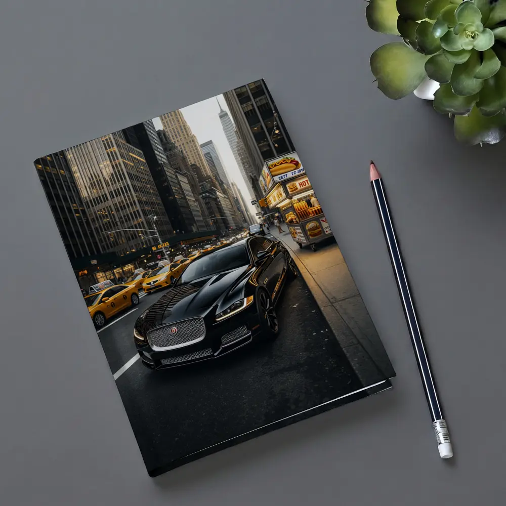 Jaguar XJ Black Sedan New York Street – Notebooks