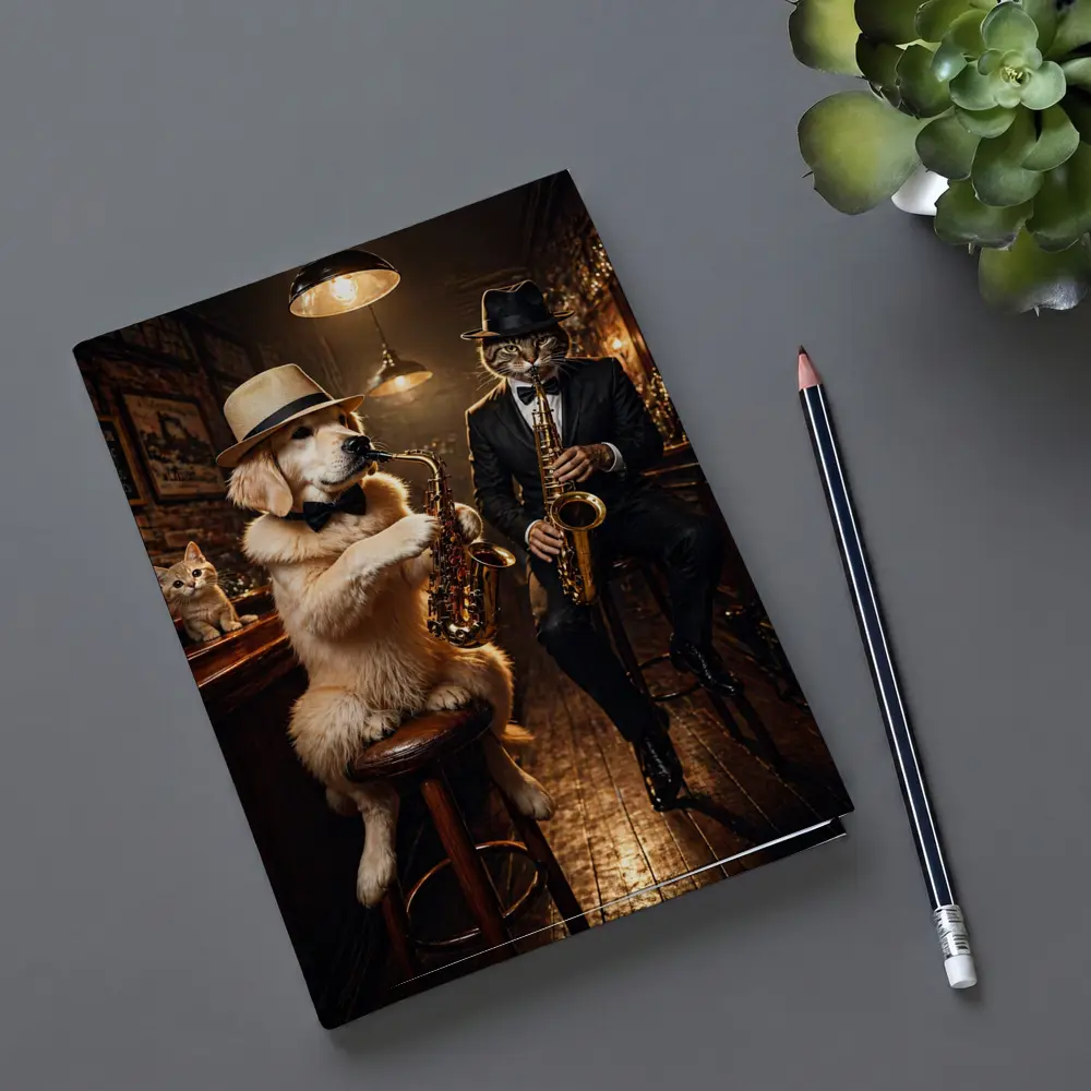 Golden Retriever and Cat Jazz Bar – Notebooks