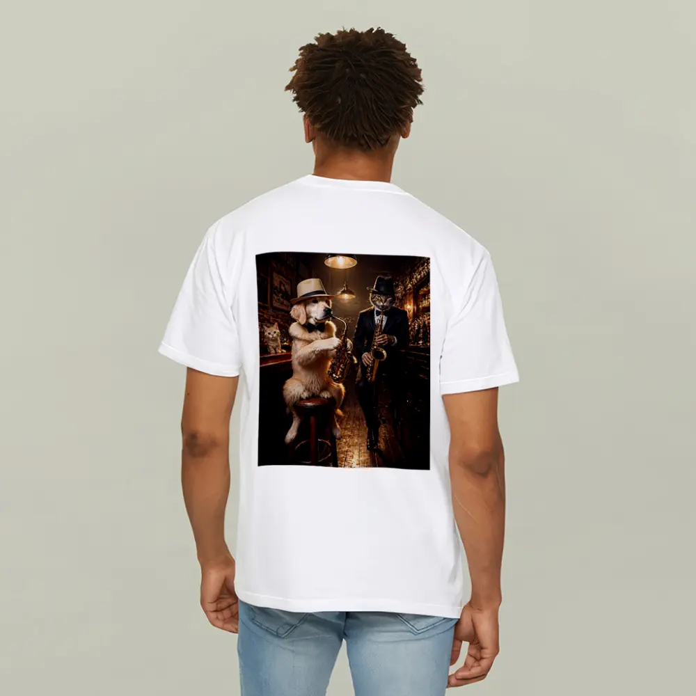 Golden Retriever and Cat Jazz Bar – T-Shirts