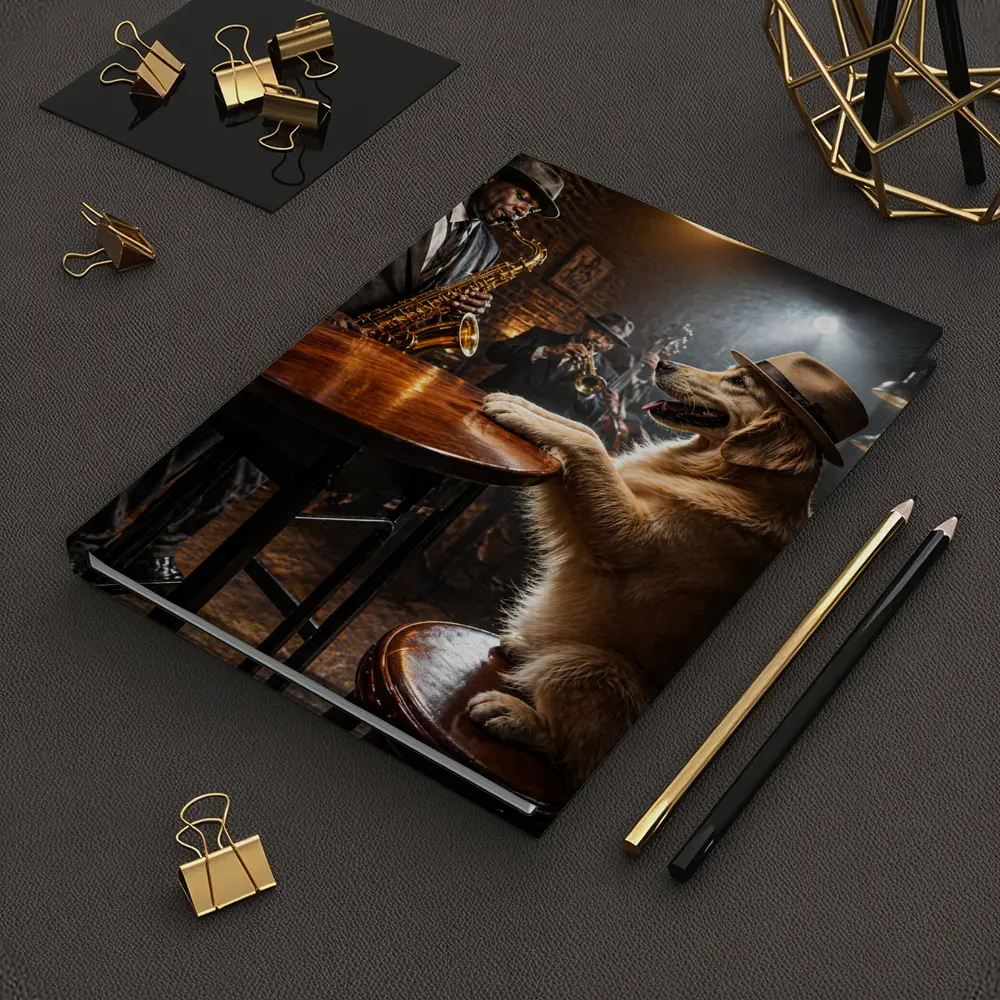 Golden Retriever Jazz Bar Saxophone Night – Notebooks