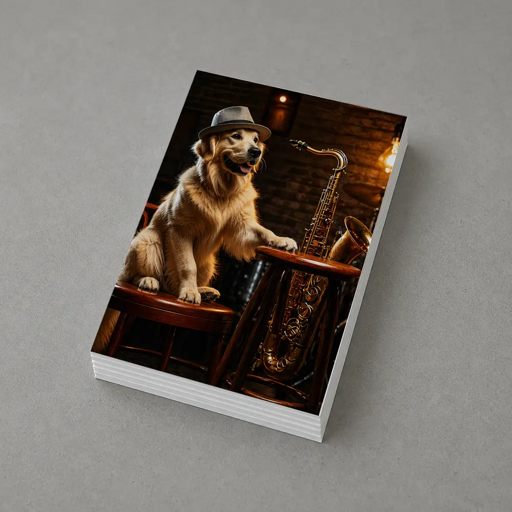 Golden Retriever Jazz Musician Saxophone Bar Setting – Postcards