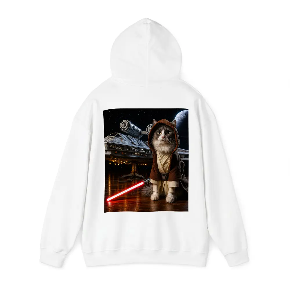Jedi Cat Red Lightsaber Spaceship Dark Sky – Hoodies