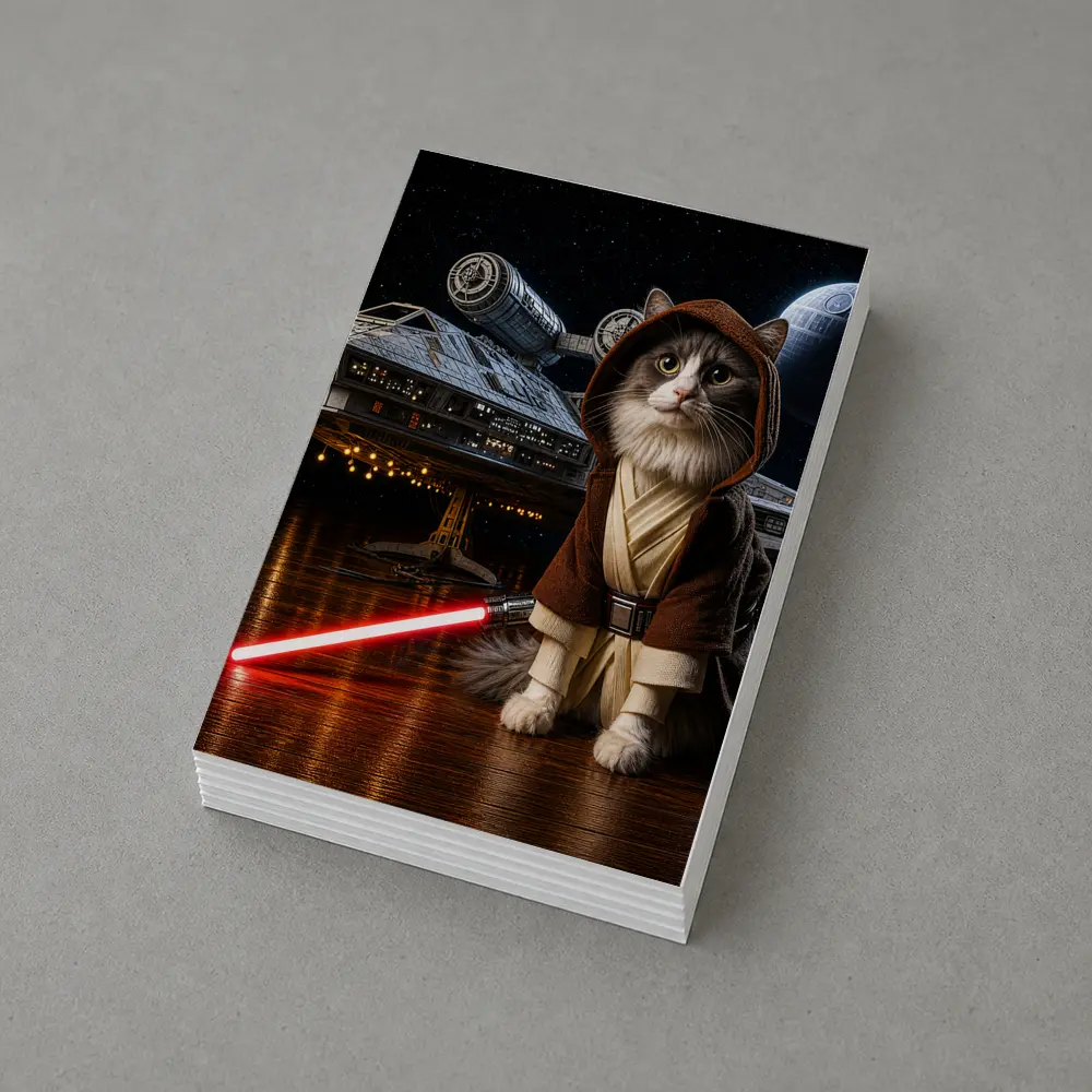 Jedi Cat Red Lightsaber Spaceship Dark Sky – Postcards
