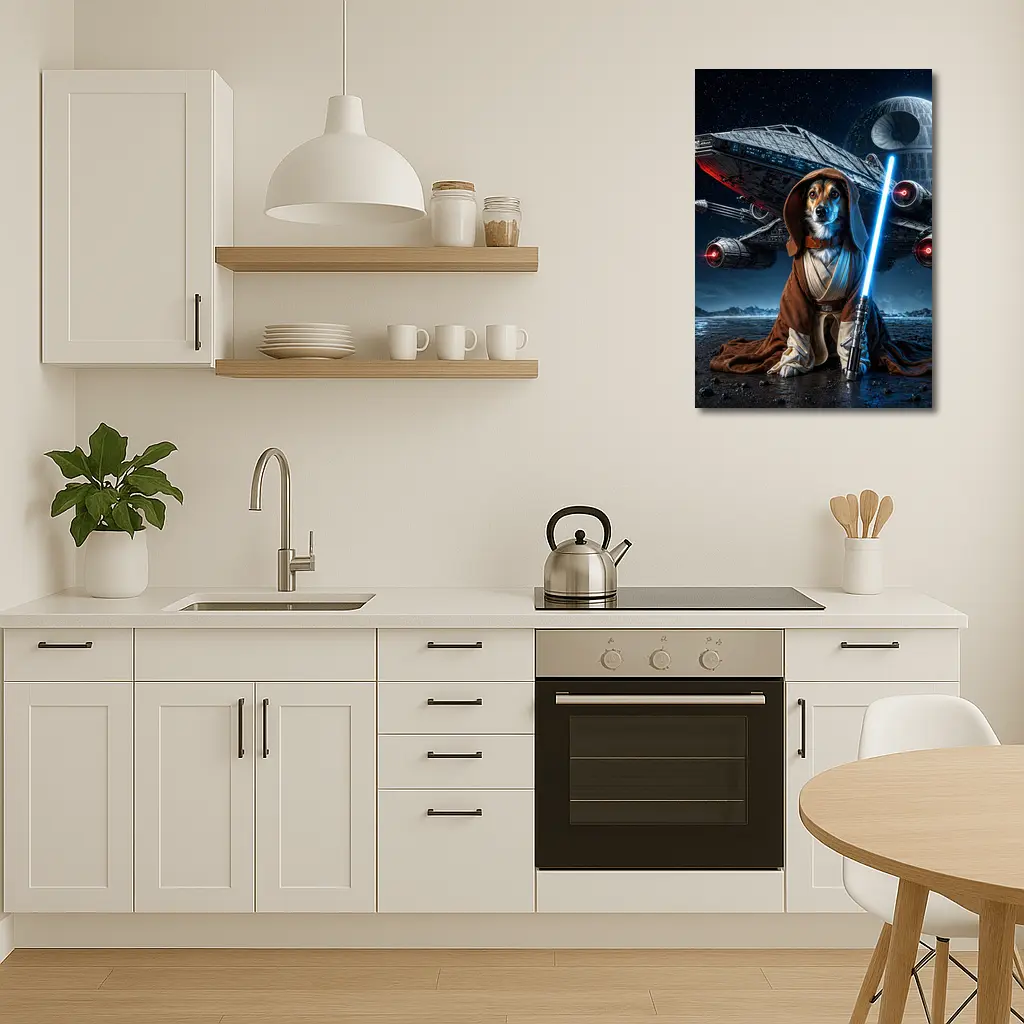 Jedi Dog With Lightsaber Space Battle – Wall Art