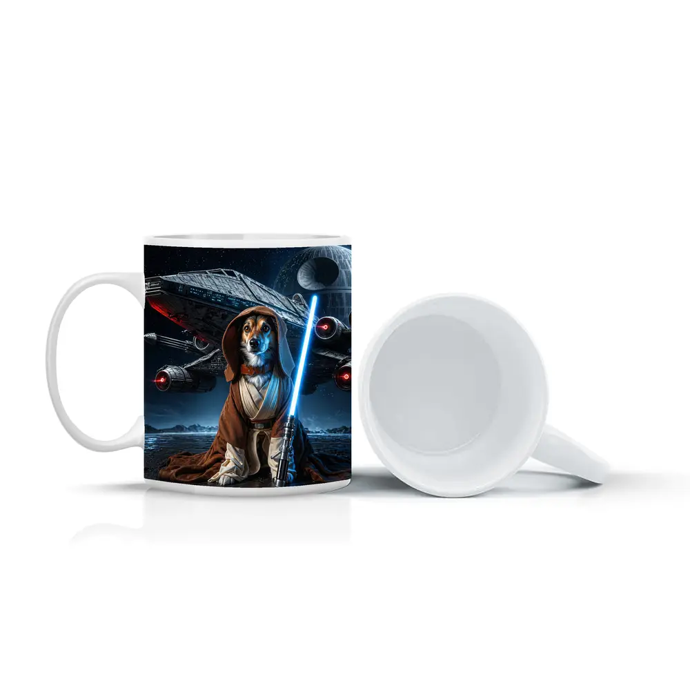 Jedi Dog With Lightsaber Space Battle – Mugs