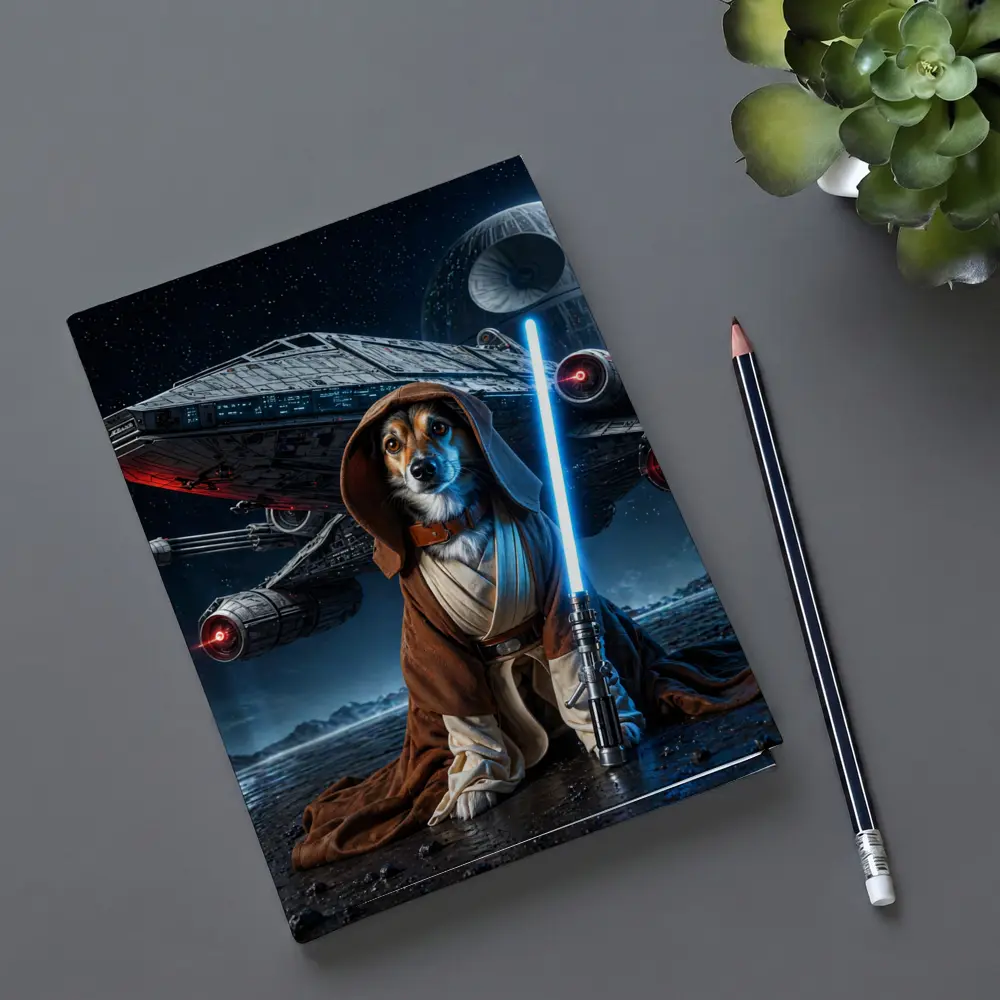 Jedi Dog With Lightsaber Space Battle – Notebooks