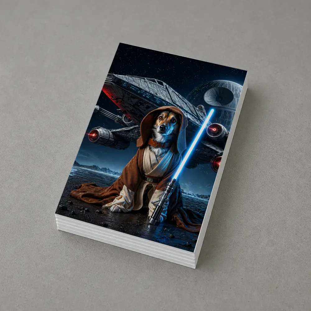 Jedi Dog With Lightsaber Space Battle – Postcards