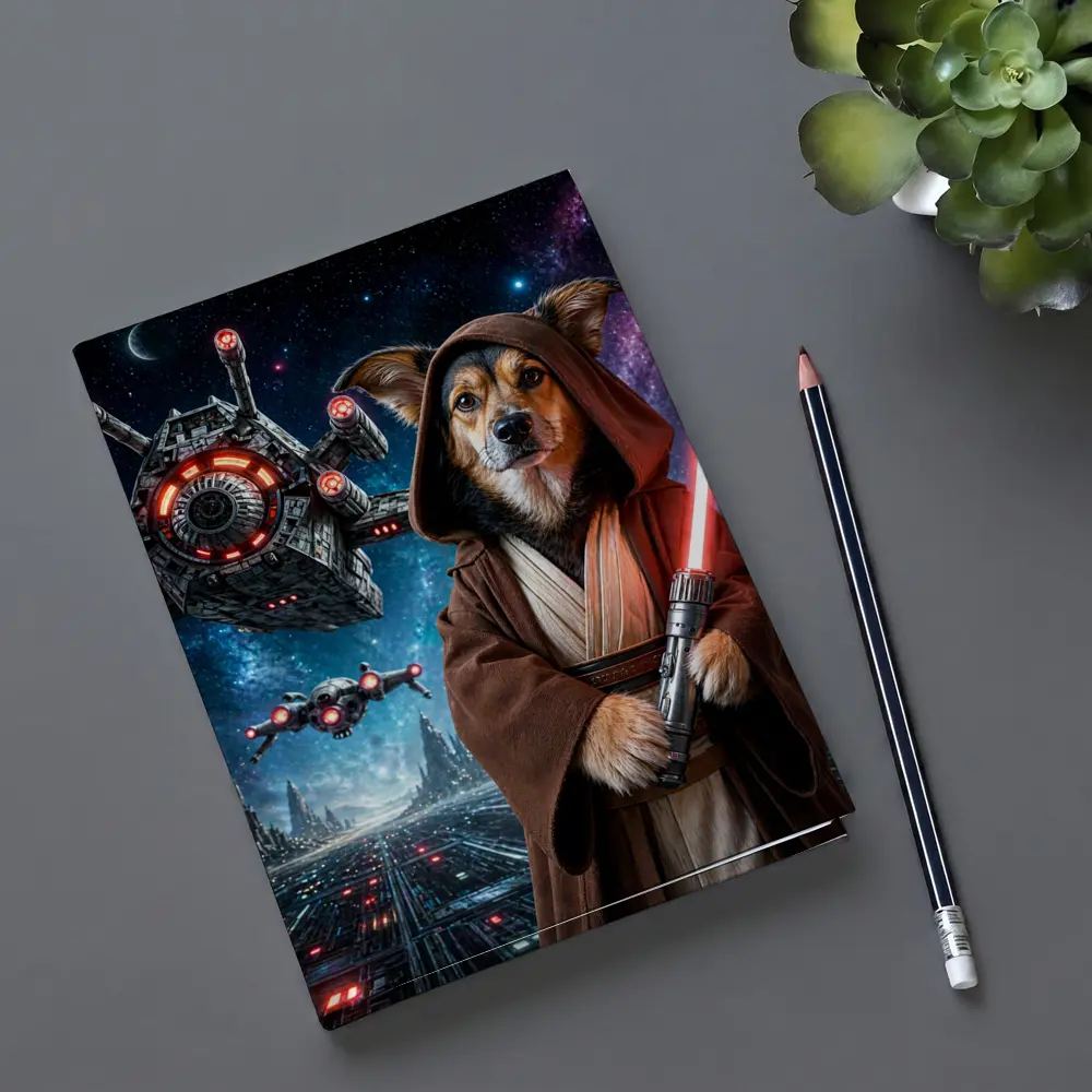Jedi Dog With Lightsaber In Galaxy – Notebooks