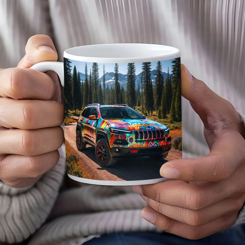 Jeep Cherokee Colorful Art Forest Trail – Mugs