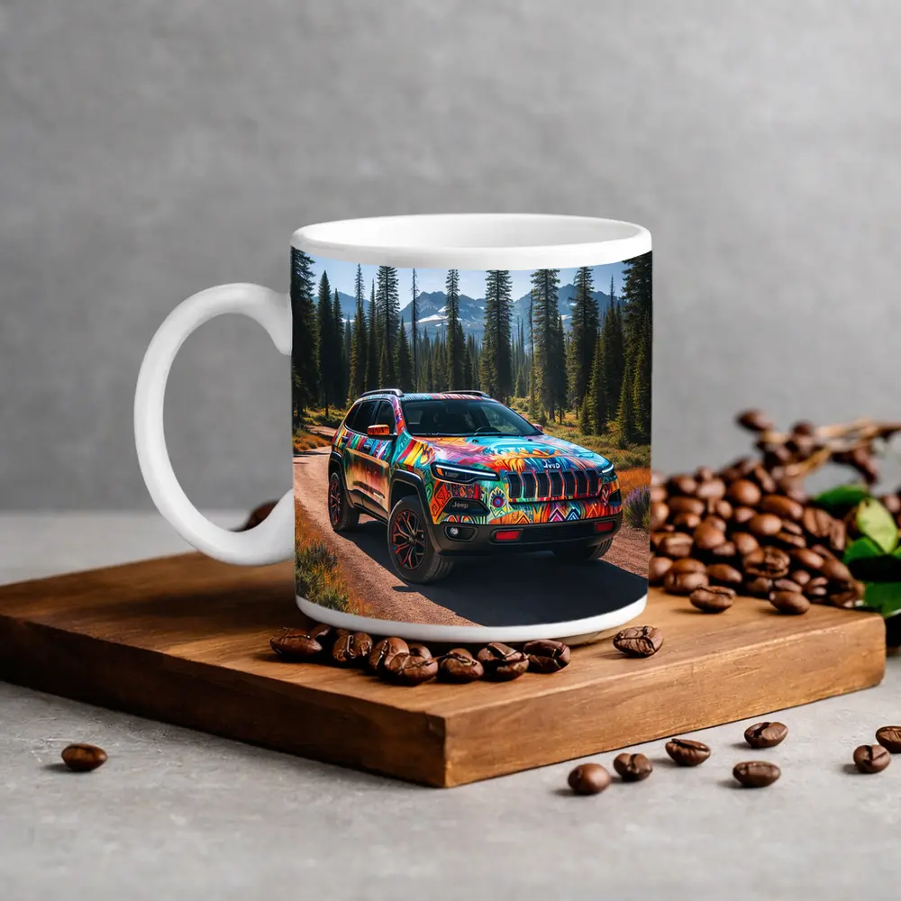 Jeep Cherokee Colorful Art Forest Trail – Mugs