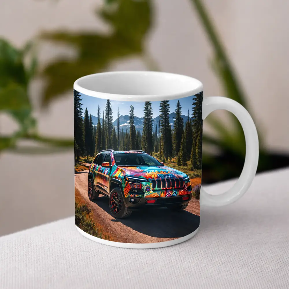 Jeep Cherokee Colorful Art Forest Trail – Mugs