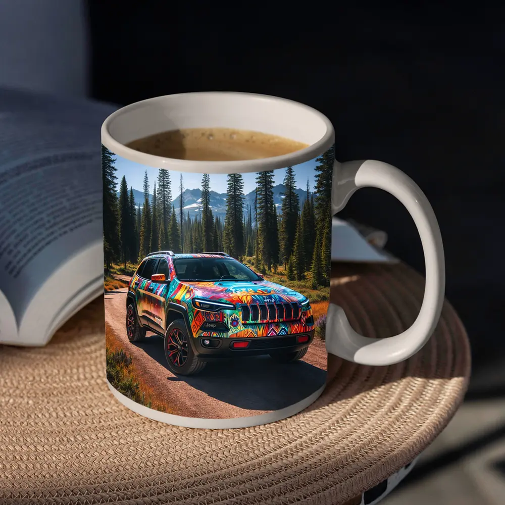 Jeep Cherokee Colorful Art Forest Trail – Mugs