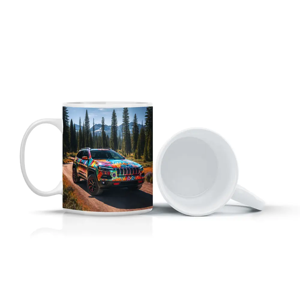 Jeep Cherokee Colorful Art Forest Trail – Mugs