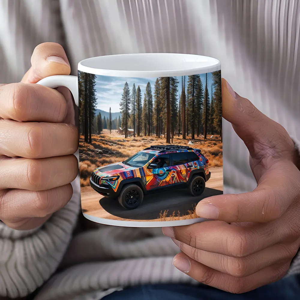 Jeep Cherokee Bold Colorful Wrap Forest Trail – Mugs