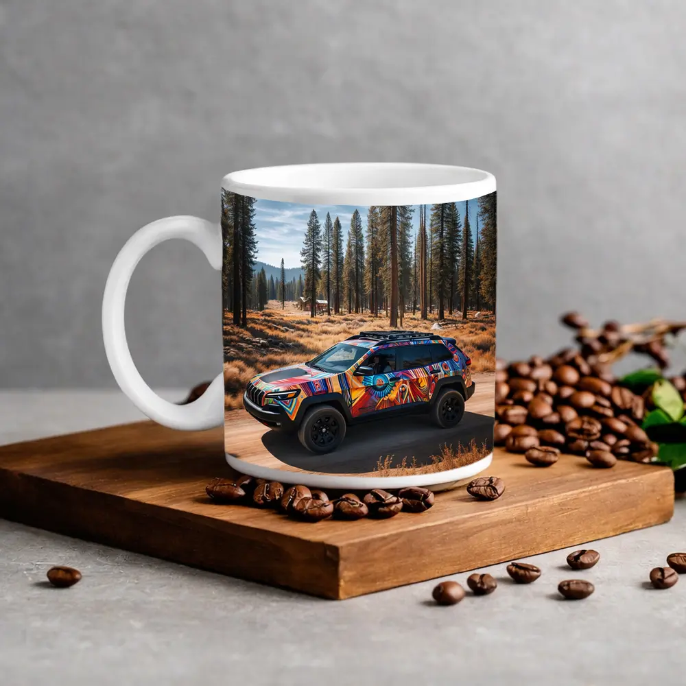 Jeep Cherokee Bold Colorful Wrap Forest Trail – Mugs