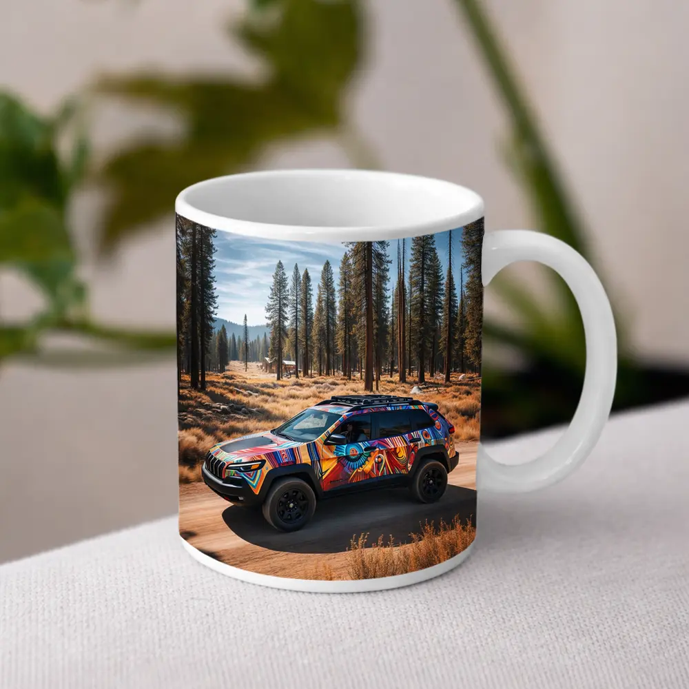 Jeep Cherokee Bold Colorful Wrap Forest Trail – Mugs