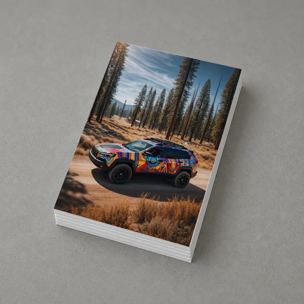 Jeep Cherokee Bold Colorful Wrap Forest Trail – Postcards