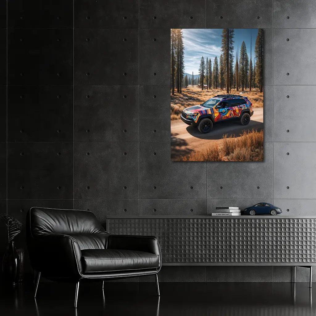 Jeep Cherokee Bold Colorful Wrap Forest Trail – Wall Art