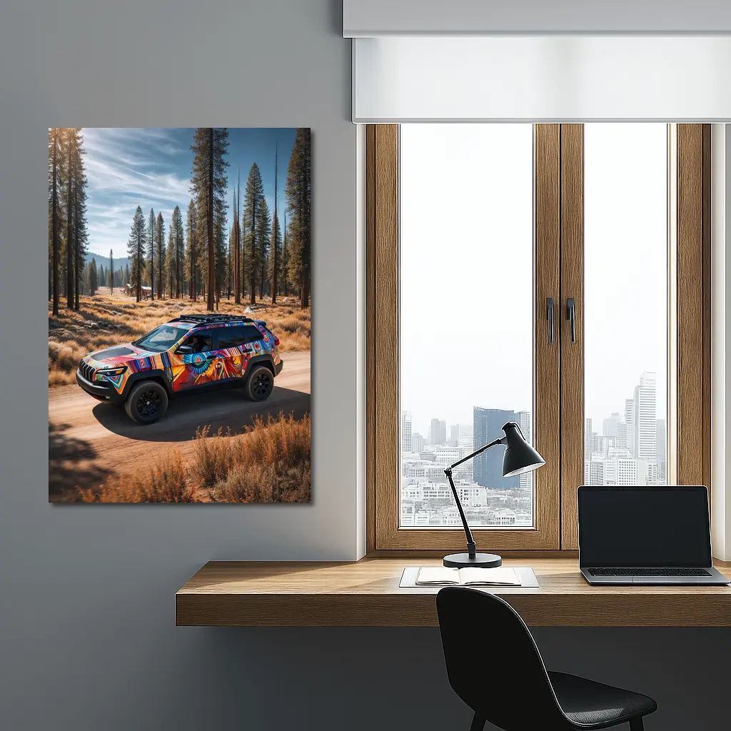 Jeep Cherokee Bold Colorful Wrap Forest Trail – Wall Art