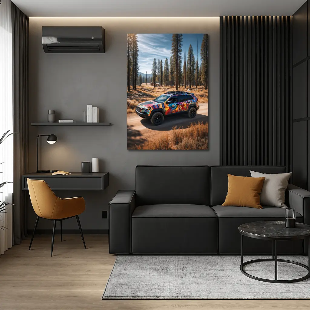 Jeep Cherokee Bold Colorful Wrap Forest Trail – Wall Art