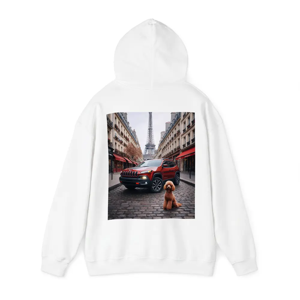 Red Jeep Cherokee Paris Eiffel Tower Poodle – Hoodies