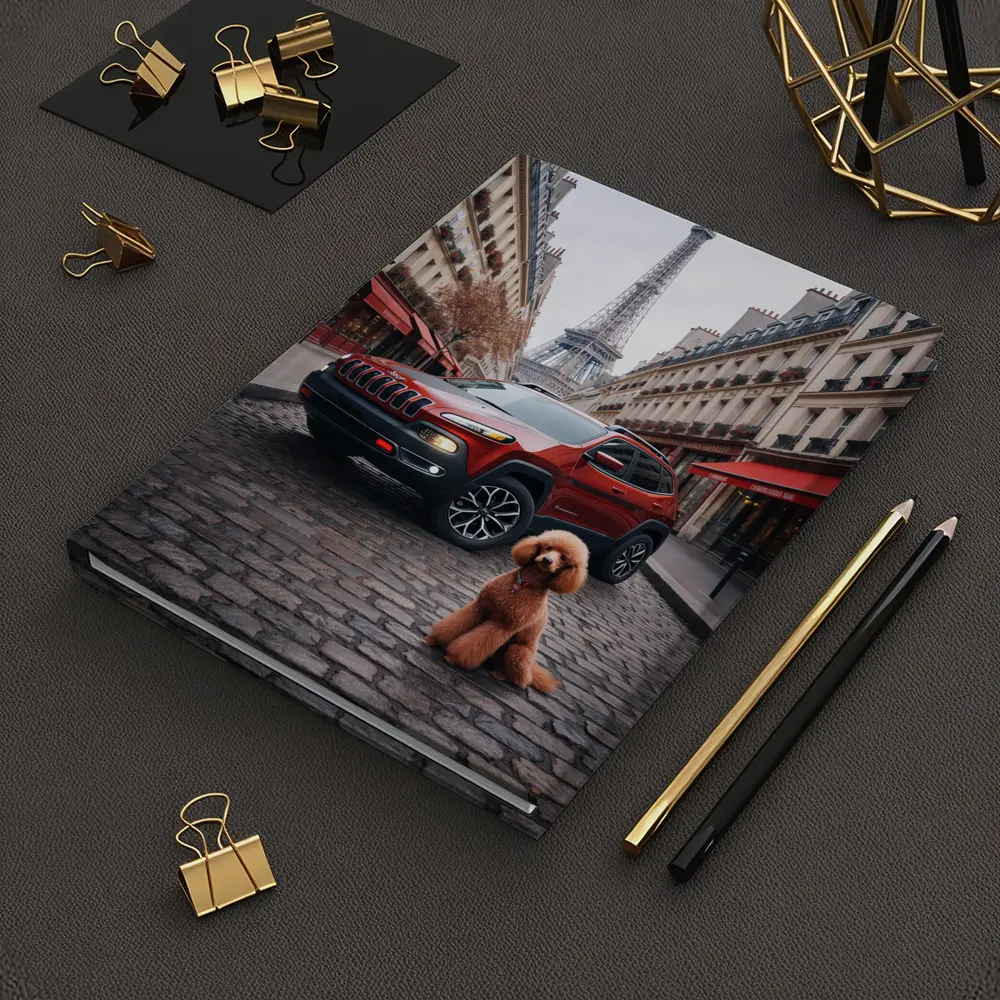 Red Jeep Cherokee Paris Eiffel Tower Poodle – Notebooks