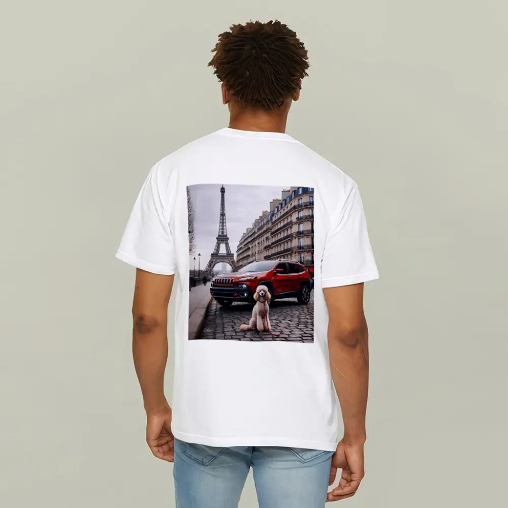 Red Jeep Cherokee Poodle Paris Eiffel Tower – T-Shirts