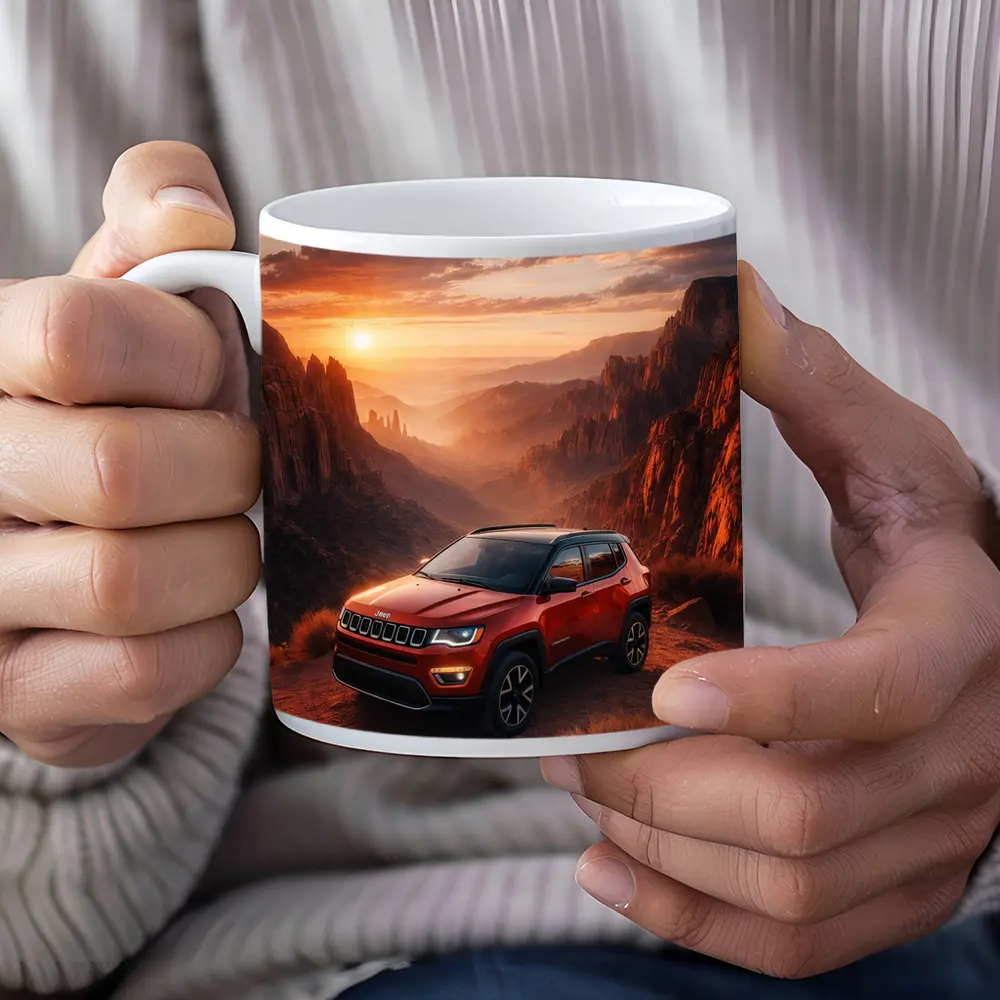 Jeep Compass Red SUV Canyon Sunset – Mugs