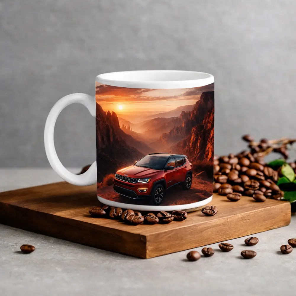Jeep Compass Red SUV Canyon Sunset – Mugs