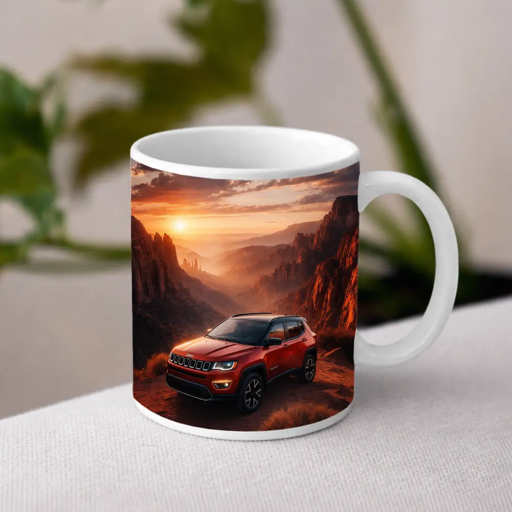 Jeep Compass Red SUV Canyon Sunset – Mugs