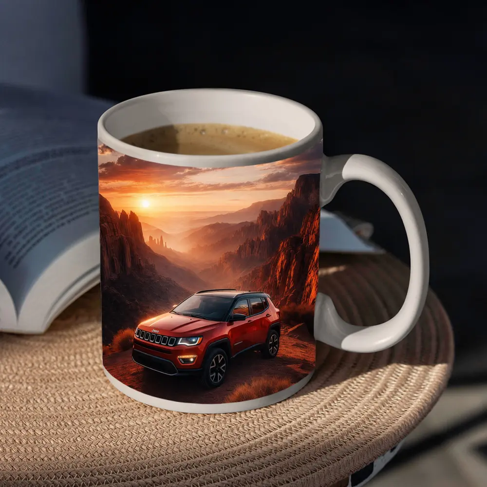 Jeep Compass Red SUV Canyon Sunset – Mugs