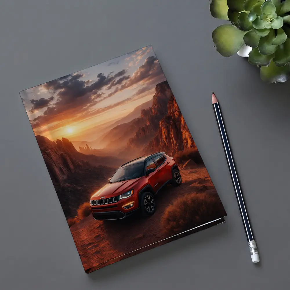 Jeep Compass Red SUV Canyon Sunset – Notebooks