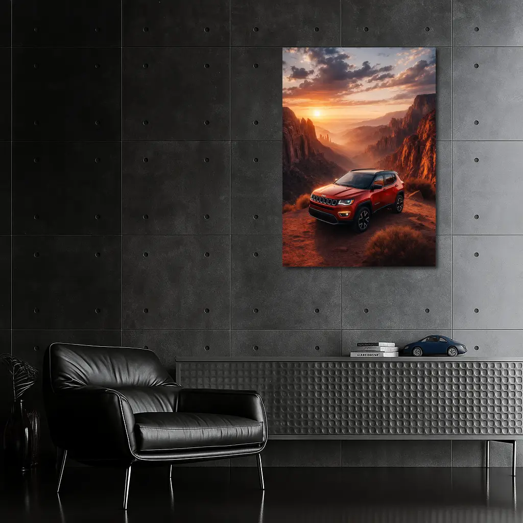 Jeep Compass Red SUV Canyon Sunset – Wall Art