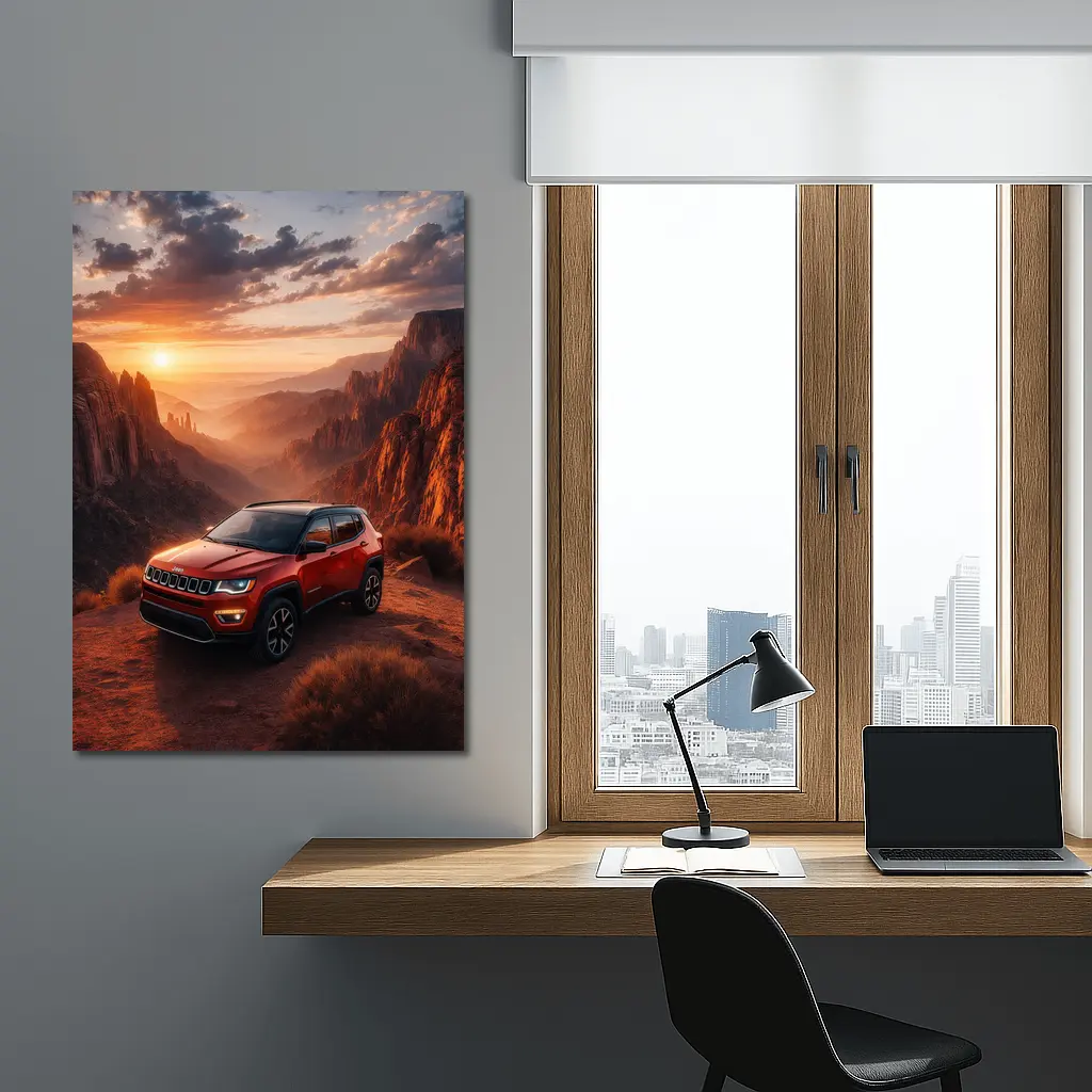 Jeep Compass Red SUV Canyon Sunset – Wall Art